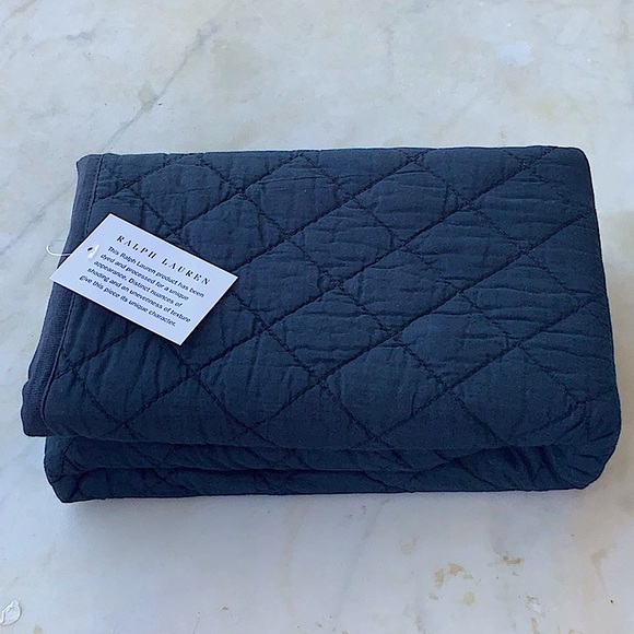 RALPH LAUREN JOURNEYS END TAIT NAVY EUROPEAN SHAM NEW - Picture 2 of 5